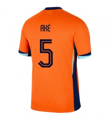Holland Nathan Ake #5 Hjemmebanetrøje EM 2024 Kort ærmer